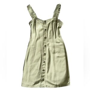 Altar’d State Light Green Denim Overall Mini Dress – Button Down Casual